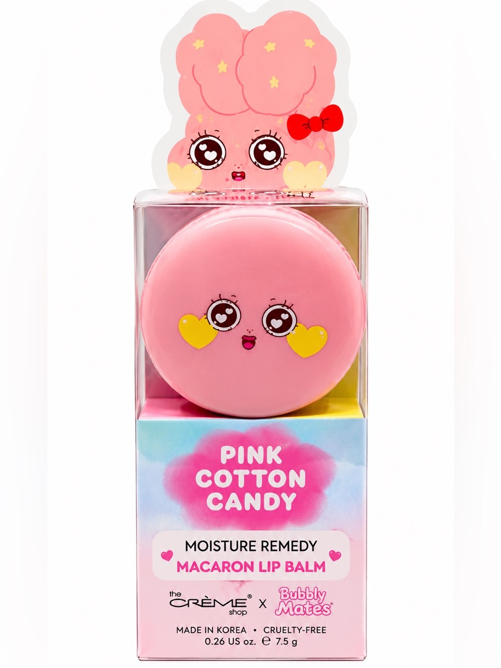 The Crème Shop x Bubbly Mates Macaron Lip Balm (Pink Cotton Candy) NEW